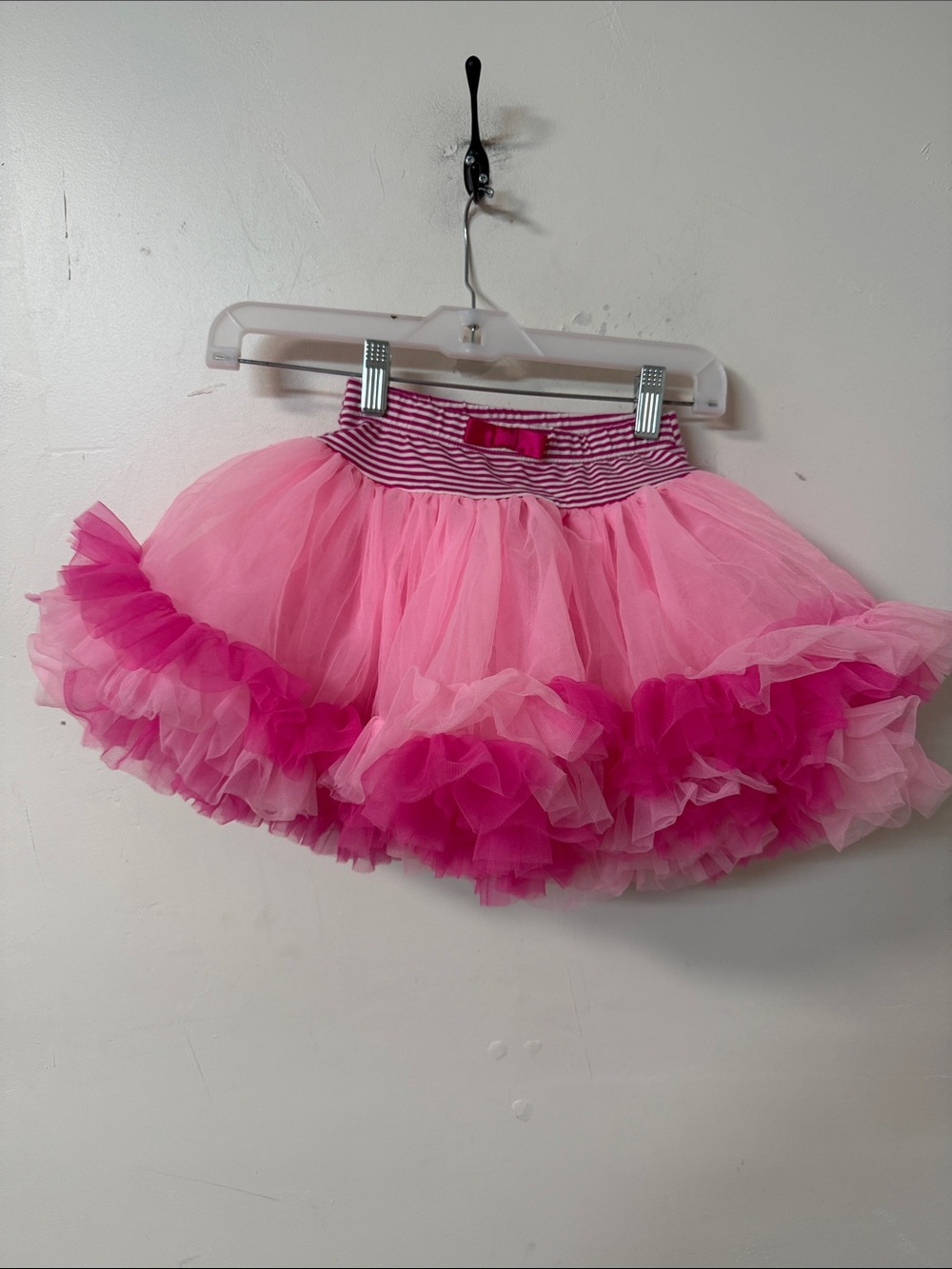 Jona Michelle Pink Layered Tulle Tutu Skirt with Striped Waistband